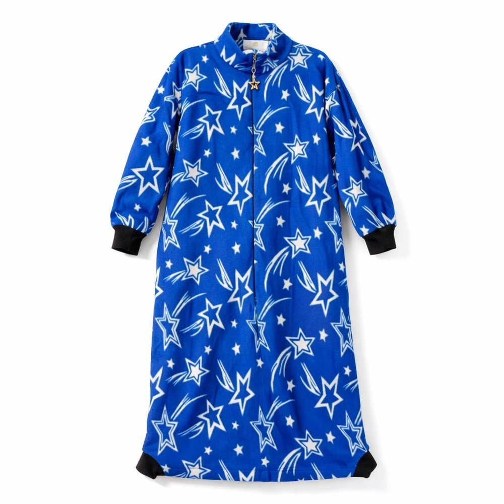 Vintage Stan Herman Cobalt Blue Shooting Star Fleece Cocoon Onesie Lounger Suit